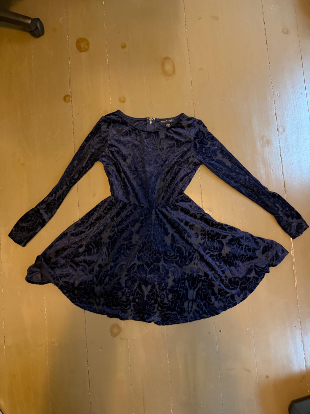 Speechless Navy Blue Velvet Burnout Floral High Low Dress Size 1